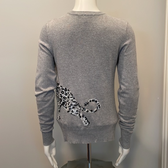 French Connection Crew Neck Sweater with Snow Leopard in Sequins Size S - Picture 7 of 13